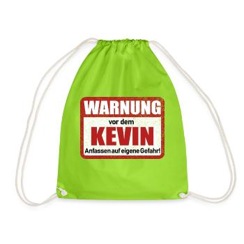 Kevin Name Lustiges Warnschild - Turnbeutel - Neongrün - Vorne