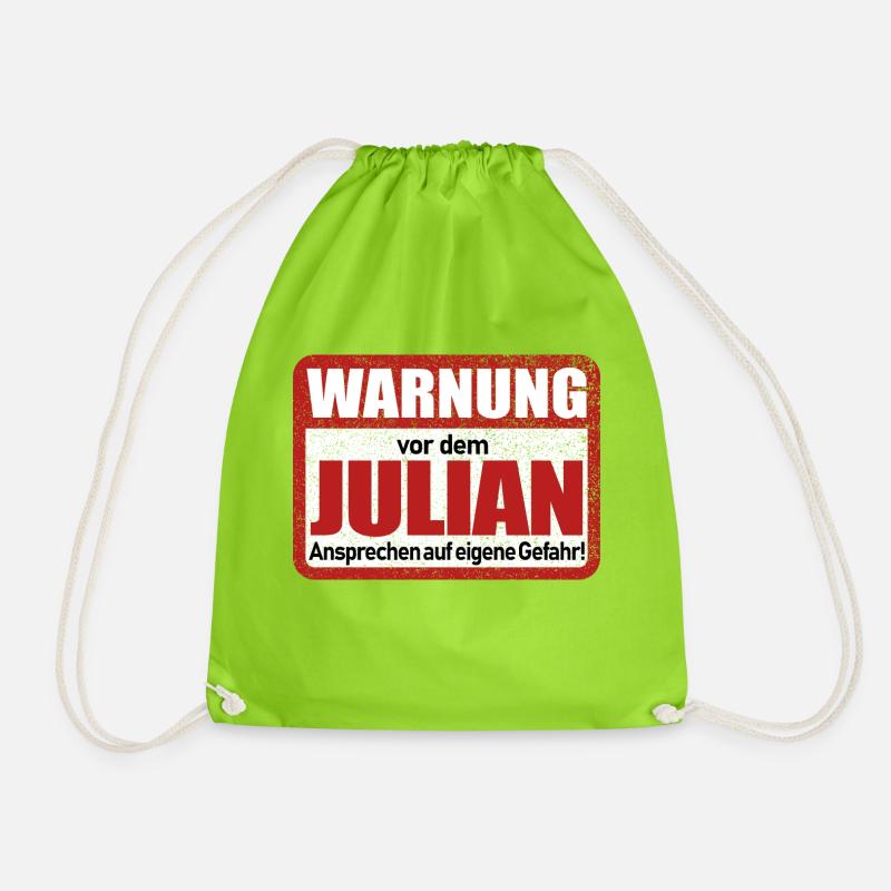 Julian Name Lustiges Warnschild - Turnbeutel - Neongrün