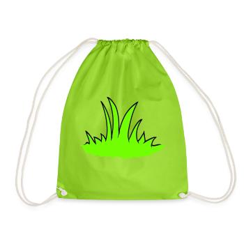 Grass Meadow Many Grasses Blades of Grass Green Nature Cool - Drawstring Bag - neon green - Front
