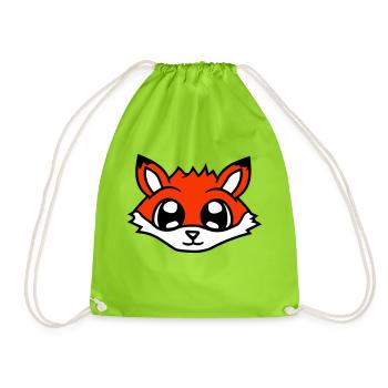 Fox Red Fox Wild Animal Clever Forest Inhabitants - Drawstring Bag - neon green - Front