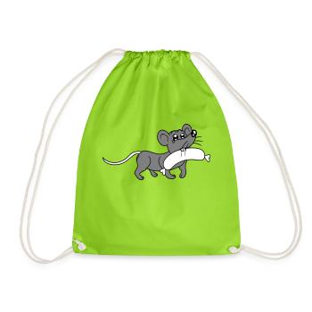Souris grosse saucisse manger faim saucisse grillades - Sac de sport léger - vert néon - Devant