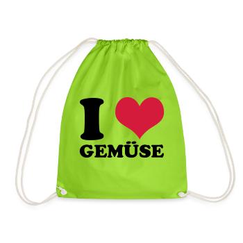 I Love Gemüse - Turnbeutel - Neongrün - Vorne