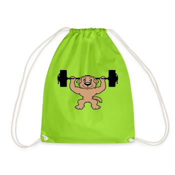 Chien Bodybuilder Muscles forts Gym Haltérophilie - Sac de sport léger - vert néon - Devant