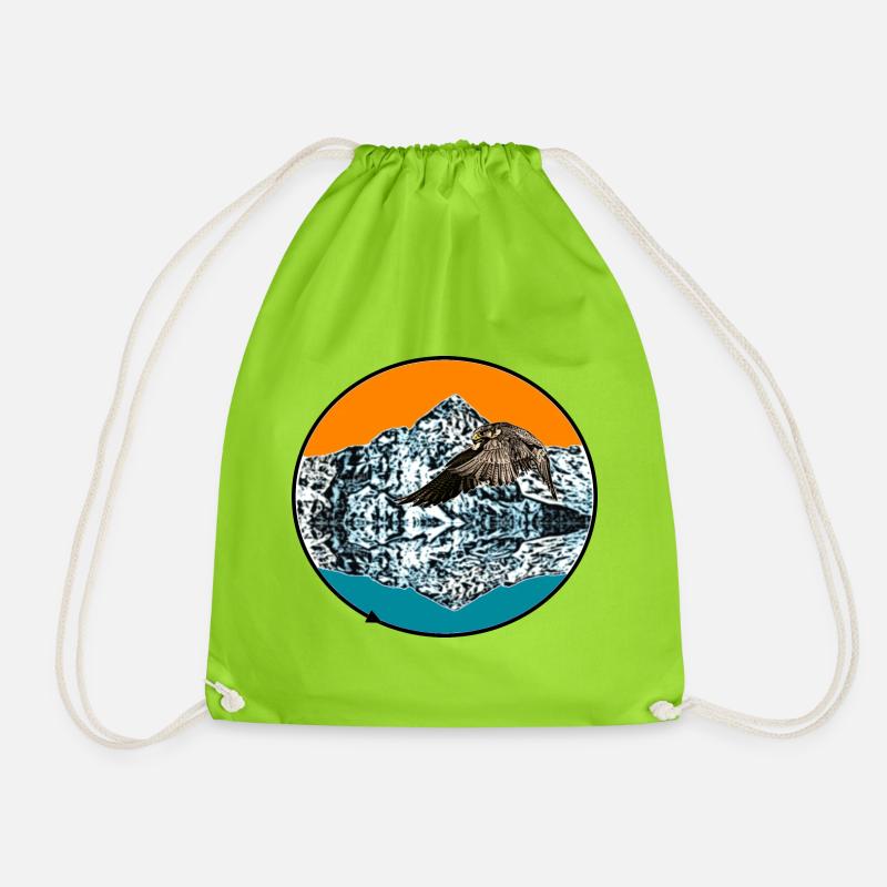 falcon mountain blue orange - Turnbeutel - Neongrün