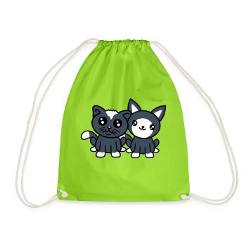 2 chats amis équipe équipage deux chatons de compagnie - Sac de sport léger - vert néon - Devant