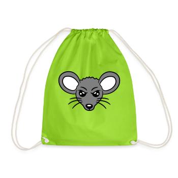 Mouse looks angry angry frustrated angry aggressive - Drawstring Bag - neon green - Front