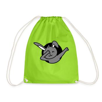 Bunny Dabbing Dab Dance Pose Dancing Hole Party Fun - Drawstring Bag - neon green - Front