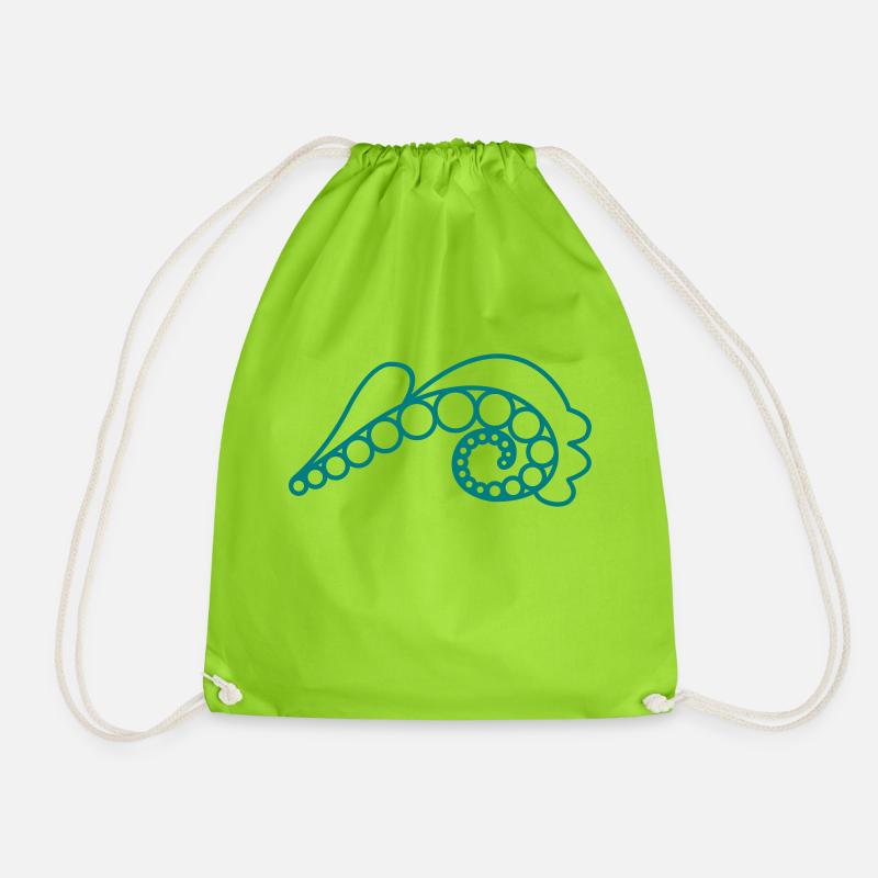 Wave ... or fern? - Drawstring Bag - neon green
