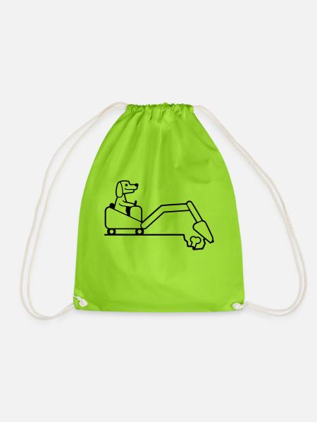 Hund Knochen Vergraben Bagger Buddeln Cool Baggern - Turnbeutel - Neongrün