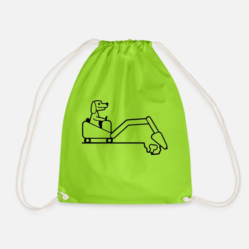 Hund Knochen Vergraben Bagger Buddeln Cool Baggern - Turnbeutel - Neongrün