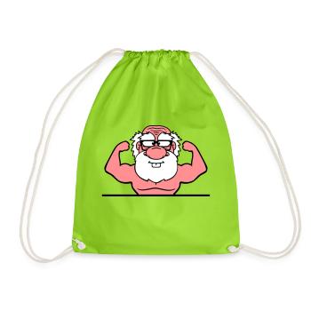 text write frame old grandfather grandfather hornbrill - Drawstring Bag - neon green - Front