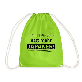 Save the whales, eat more Japanese! - Drawstring Bag - neon green - Front