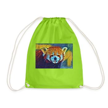Red Panda Stare In Slumber - Drawstring Bag - neon green - Front
