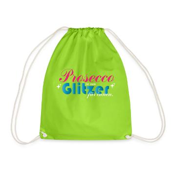 Prosecco Glitzer - Turnbeutel - Neongrün - Vorne