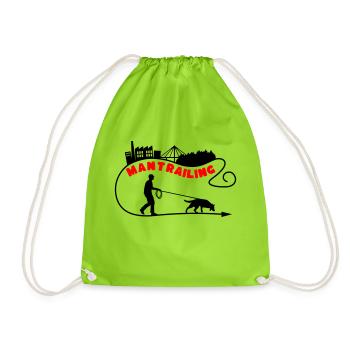 Mantrailing Skyline Man Customizable! - Drawstring Bag - neon green - Front