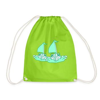 Two Sailing Ships Faces Cartoon Team Competition - Drawstring Bag - neon green - Front