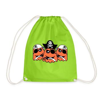3 Pirate Ghosts Ghosts Funny Evil Halloween - Drawstring Bag - neon green - Front