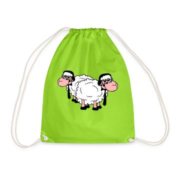 2 Sheep Sunglasses Music Party DJ Team Friends - Drawstring Bag - neon green - Front