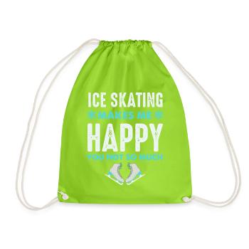 Skating Makes Me Happy- Figure Skating Gifts - Drawstring Bag - neon green - Front