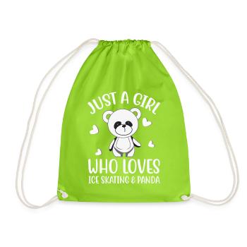 Just a Girl who Loves Skating and Panda- Eislaufen - Turnbeutel - Neongrün - Vorne
