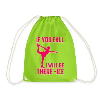 Skating Mom Tshirt Figure Skating Gift - Drawstring Bag - neon green - Front