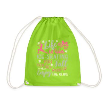 Skating Life Tshirt Figure Skating Gift Idea - Drawstring Bag - neon green - Front