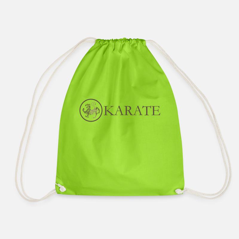 karate karate logo - Drawstring Bag - neon green