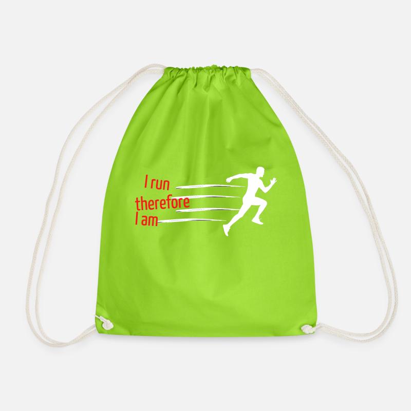I run therefore I am - Drawstring Bag - neon green