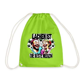 Laughter is the best medicine - Drawstring Bag - neon green - Front