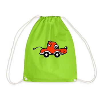 Dog Car Toy Remote Controlled Driving Wheels Cute - Drawstring Bag - neon green - Front
