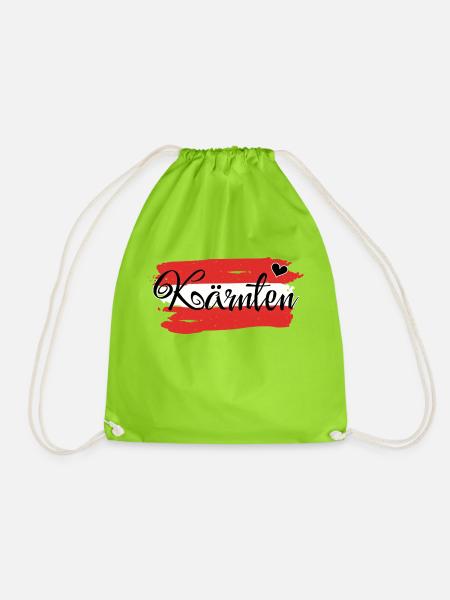 Flagge Österreich Kärnten - Turnbeutel - Neongrün