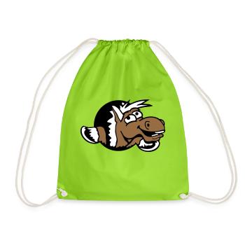 Cheval Drôle Fou Trou Rire Bande dessinée Équitation Fun - Sac de sport léger - vert néon - Devant