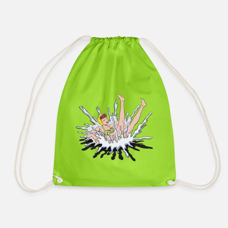 Plouf in the water! - Drawstring Bag - neon green
