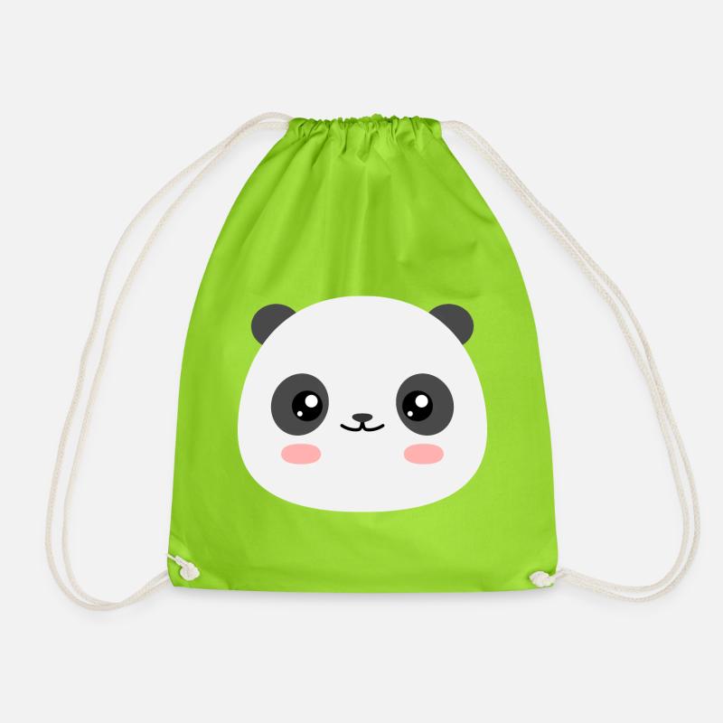 Kawaii Panda - Drawstring Bag - neon green