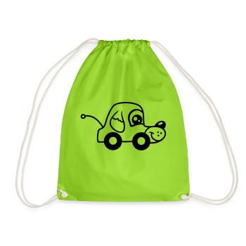 Dog Car Toy Remote Controlled Driving Wheels Cute - Drawstring Bag - neon green - Front