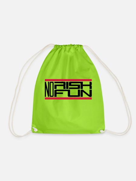 balken no risk no fun spruch risiko gefahr vorsich - Turnbeutel - Neongrün
