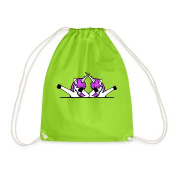 2 Licornes Dabbing Dab Danse Soirée Pose Geste Équipe - Sac de sport léger - vert néon - Devant