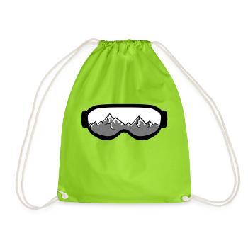 mountains driving snowboard ski winter glasses snow sc - Drawstring Bag - neon green - Front