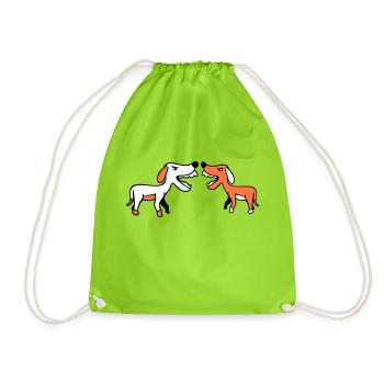 2 dogs bark loudly at Nasty Fight Biting Team - Drawstring Bag - neon green - Front