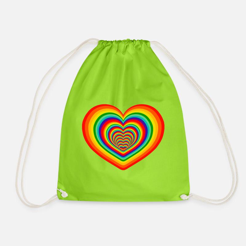 RAINBOW LOVE - Drawstring Bag - neon green