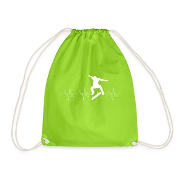 Skateboard Heartbeat - Drawstring Bag - neon green - Front