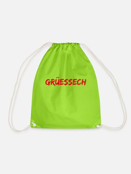 Grüessech Mundart Schweiz - Turnbeutel - Neongrün