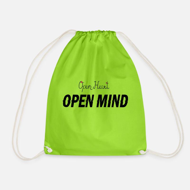 Open heart -Open mind - Turnbeutel - Neongrün