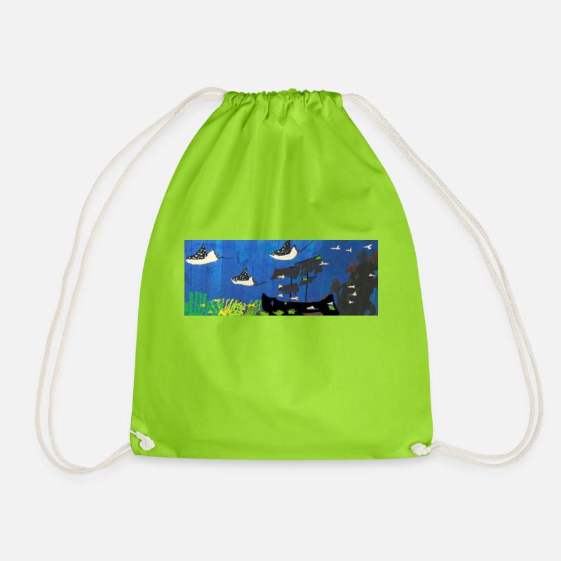 rochen , schiff, fische - Turnbeutel - Neongrün