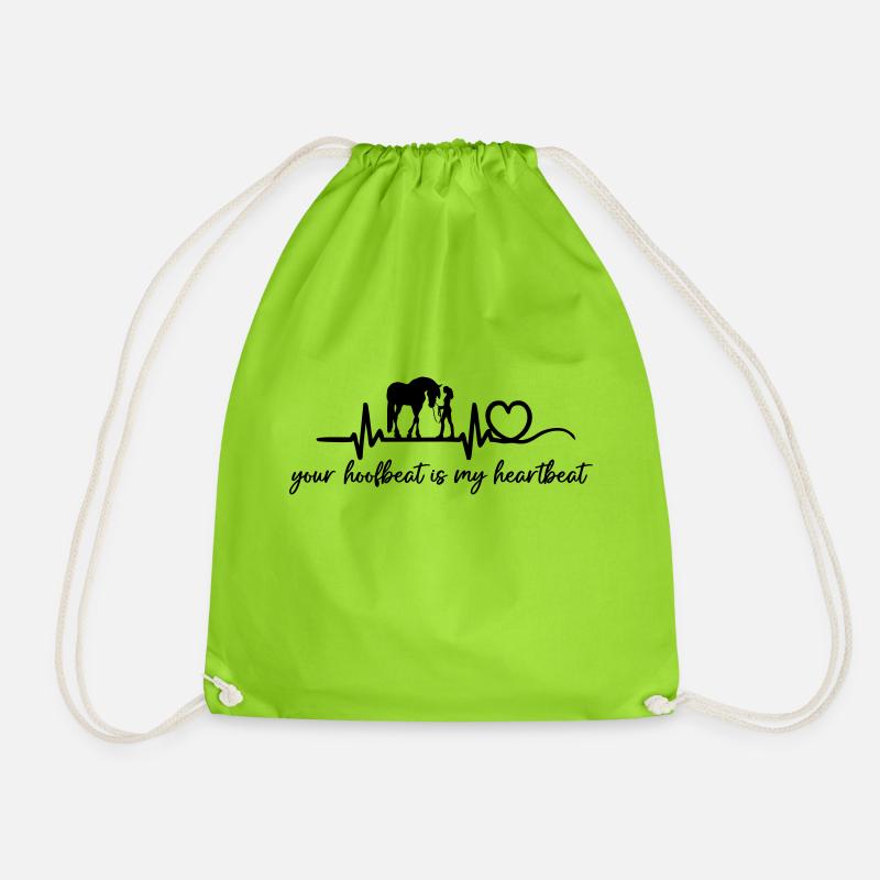 your hoofbeat is my heartbeat Trust - Drawstring Bag - neon green
