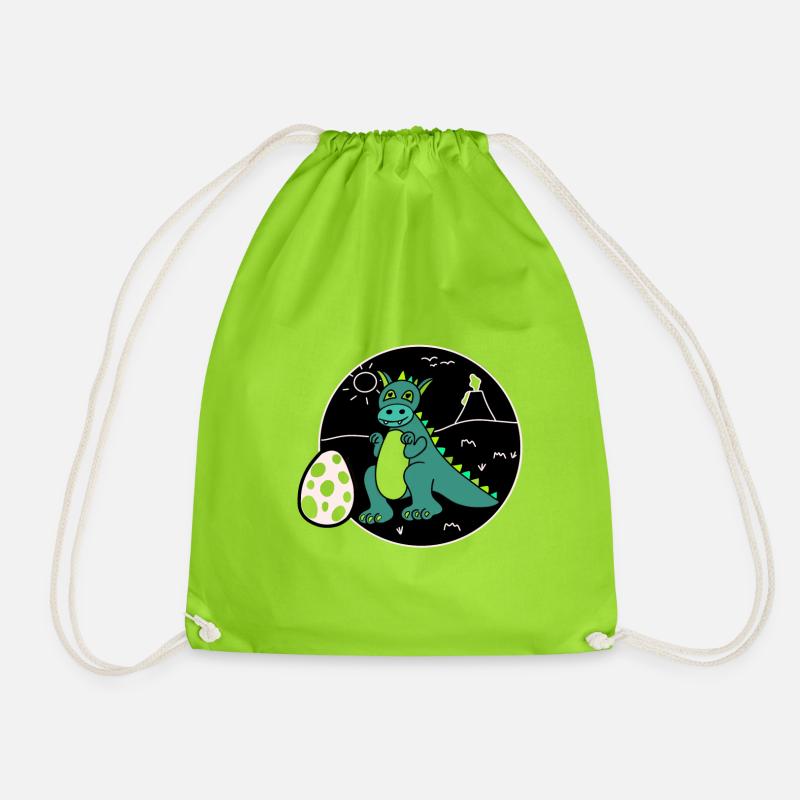 Dinosaur with egg - Drawstring Bag - neon green
