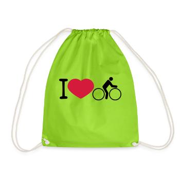 i love herz liebe fahrrad fahrer fahren biker spor - Turnbeutel - Neongrün - Vorne