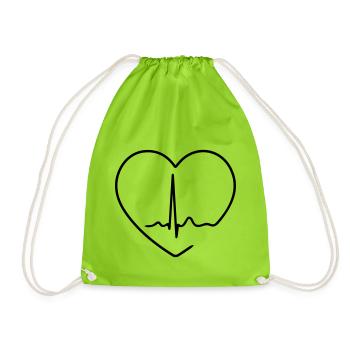 Ekg / ecg heart film - Drawstring Bag - neon green - Front
