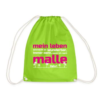 Mein Leben Malle (Schrift pink/weiß) - Turnbeutel - Neongrün - Vorne