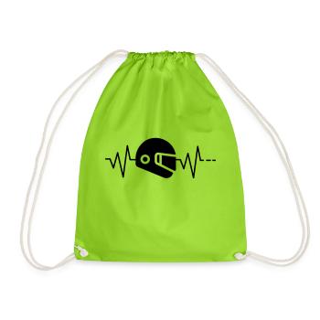 Heartbeat Helmet - Drawstring Bag - neon green - Front